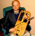 Dr. J. Marshall Bevil with crwth